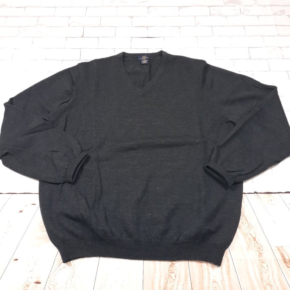 Brooks Brothers‎ Stretch Sweater Mens XL Merino Wool Blend Pullover V-Neck 346